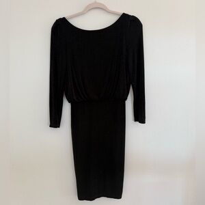 Alice + Olivia Black Sparkling Long-Sleeve Dress